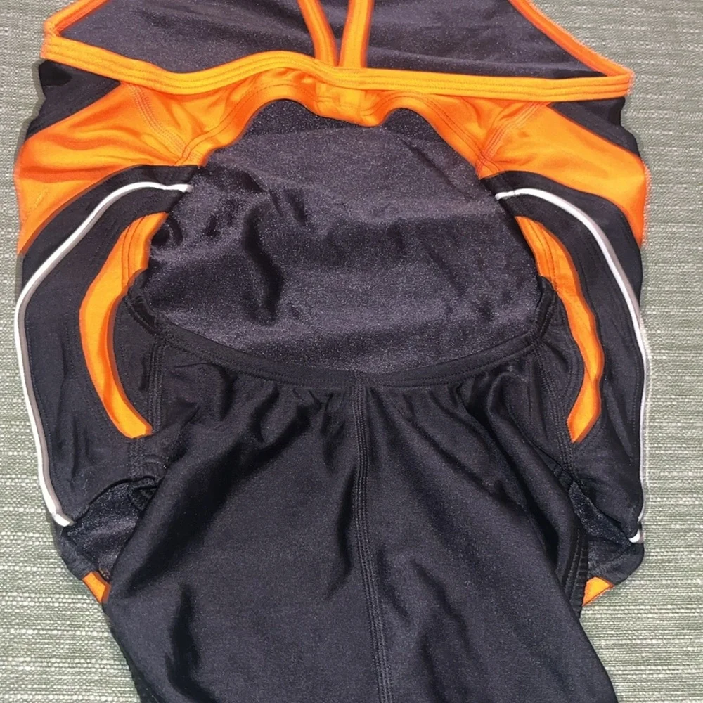 Speedo Rapid Spliced Energy Back Woman's Onepiece Swimsuit Black/Orange sz 6/32